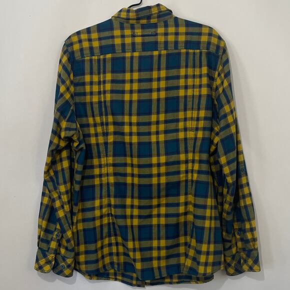 Duluth Trading Co. Mens XXL Yellow Blue Flannel Long Sleeve Button Down Soft - Picture 4 of 8